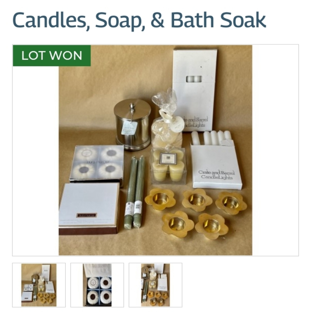 Bath soak set salts candle soaps candle holders not used stuff